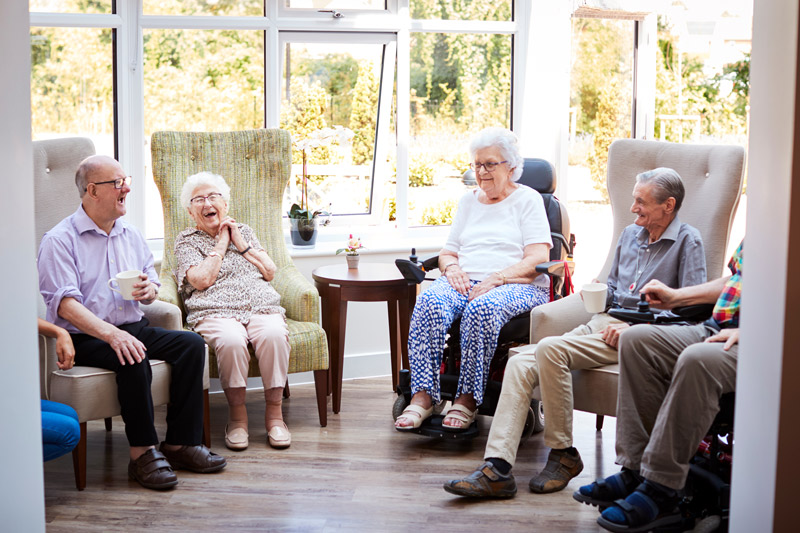 Seniors socializing at Maple Ridge retirement community