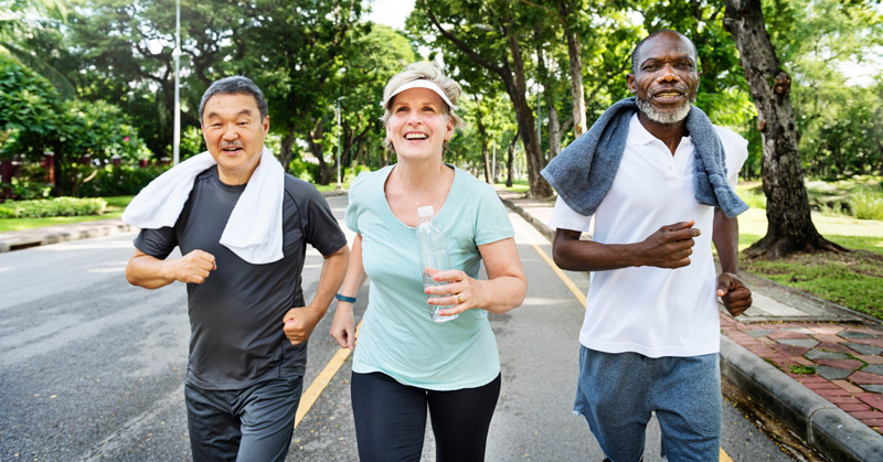 Seniors Jogging Outside at a Independent or Assisted Living Community in Maple Ridge